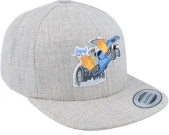 Kids Shark Drag Car Kids Heather Grey Snapback - Kiddo Cap