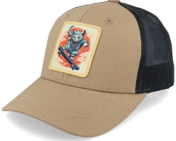 Kids Skater Cat Patch Caramel/Black Trucker - Kiddo Cap