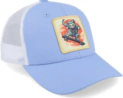 Kids Skater Cat Patch Light Blue/White Trucker - Kiddo Cap