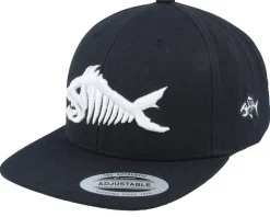 Kids Skull Fish 3d Black/Black Snapback - Kiddo Cap