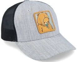 Kids Smiling Teddy Heather Grey/Black Trucker - Kiddo Cap