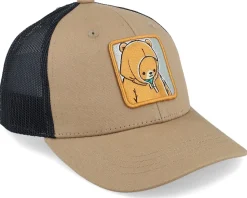 Kids Smiling Teddy Patch Caramel/Black Trucker - Kiddo Cap
