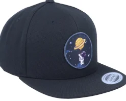 Kids Space Astronaut Saturn Black Snapback - Kiddo Cap