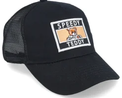 Kids Speedy Teddy Patch Black Trucker - Kiddo Cap