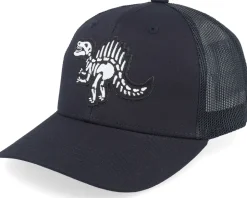 Kids Spinosaurus Skeleton Patch Black Trucker - Kiddo Cap