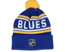 Kids St. Louis Blues Jacquard Cuff Beanie Blue/Yellow Pom - Outerstuff