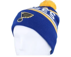 Kids St. Louis Blues Jacquard Cuff Beanie Blue/Yellow Pom - Outerstuff