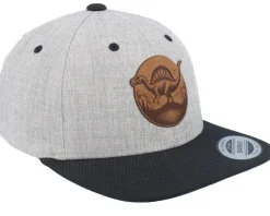 Kids Stegosaurus Patch Heather Grey/Black Snapback - Kiddo Cap