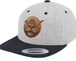 Kids Stegosaurus Patch Heather Grey/Black Snapback - Kiddo Cap