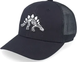 Kids Stegosaurus Skeleton Patch Black Trucker - Kiddo Cap