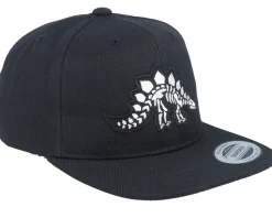 Kids Stegosaurus Skeleton Patch Black Snapback - Kiddo Cap