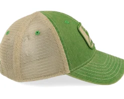 Kids Stone Washed Logo Cap Ivory/Dark Green Trucker - John Deere
