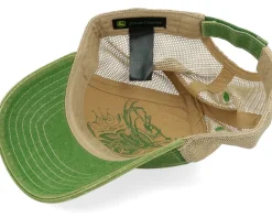 Kids Stone Washed Logo Cap Ivory/Dark Green Trucker - John Deere