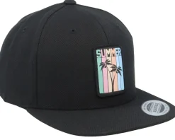 Kids Summer Palms Patch Black Snapback - Kiddo Cap