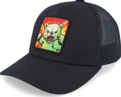 Kids Teddy Bear Action Patch Black Trucker - Kiddo Cap