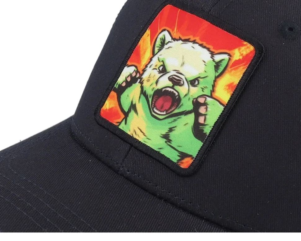 Kids Teddy Bear Action Patch Black Trucker - Kiddo Cap