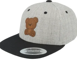 Kids Teddy Bear Engraved Patch Heather Grey/Black - Kiddo Cap