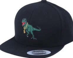 Kids Thug Life T-Rex Applique Black Snapback - Kiddo Cap