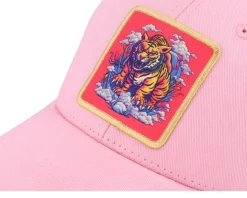 Kids Tiger On Clouds Patch Pink/White Trucker - Kiddo Cap