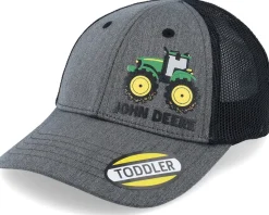 Kids Toddler 3d Rubber Tractor Print Cap Black/Grey Trucker - John Deere