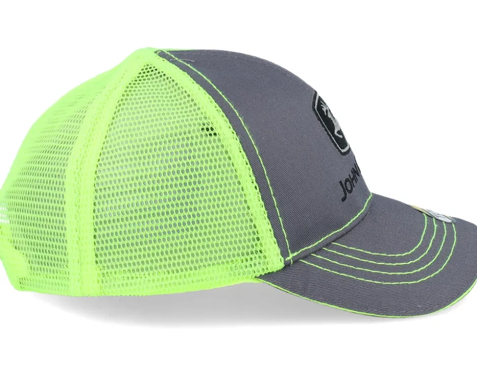 Kids Toddler Hi Viz Charcoal/Green Trucker - John Deere