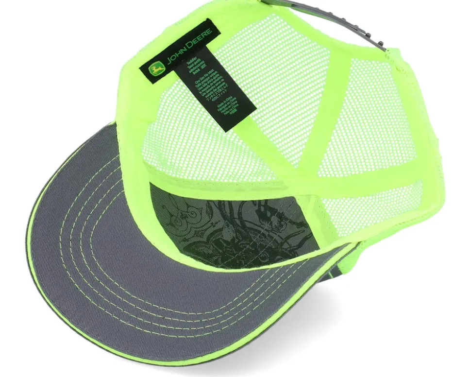 Kids Toddler Hi Viz Charcoal/Green Trucker - John Deere