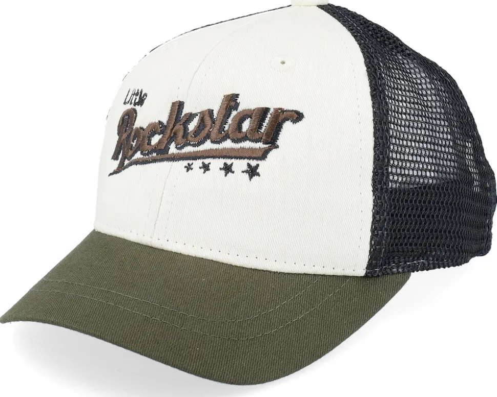 Kids Toddler Little Rockstar Ivory/Black/Dark Mash Trucker - Kiddo Cap