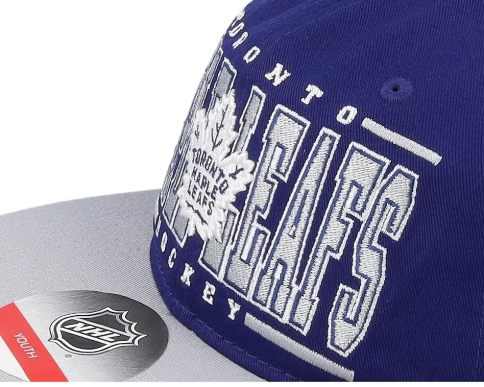 Kids Toronto Maple Leafs Logo Flatbrim Cap Blue/Grey Snapback - Outerstuff