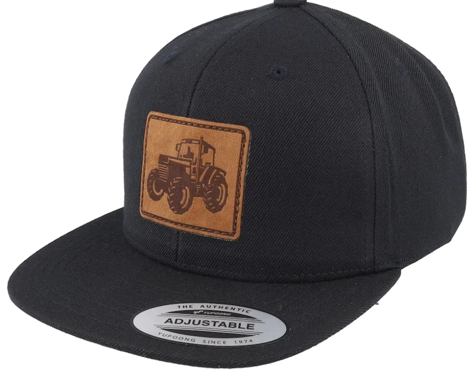 Kids Tractor Engraved Patch Black Snapback - Kiddo Cap