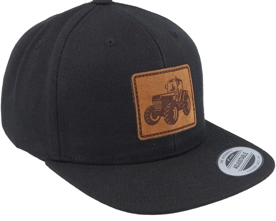 Kids Tractor Engraved Patch Black Snapback - Kiddo Cap