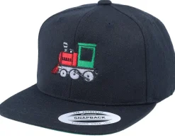 Kids Train Steam Locomotive Black Snapback - Kiddo Cap