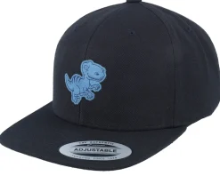 Kids T-rex Blue Patch Black/Black Snapback - Kiddo Cap