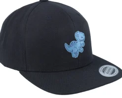 Kids T-rex Blue Patch Black/Black Snapback - Kiddo Cap