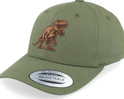 Kids T-rex Dino Brown Patch Olive Adjustable - Kiddo Cap