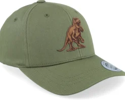 Kids T-rex Dino Brown Patch Olive Adjustable - Kiddo Cap