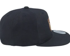 Kids T-rex Dino Brown Round Patch Black Snapback - Kiddo Cap