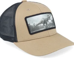 Kids T-rex Dino Caramel/Black Trucker - Kiddo Cap
