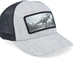 Kids T-rex Dino Heather Grey/Black Trucker - Kiddo Cap