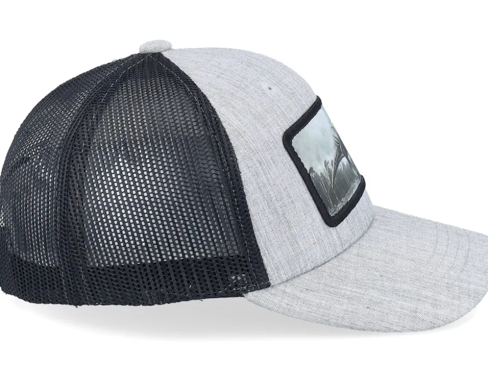 Kids T-rex Dino Heather Grey/Black Trucker - Kiddo Cap