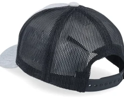 Kids T-rex Dino Heather Grey/Black Trucker - Kiddo Cap