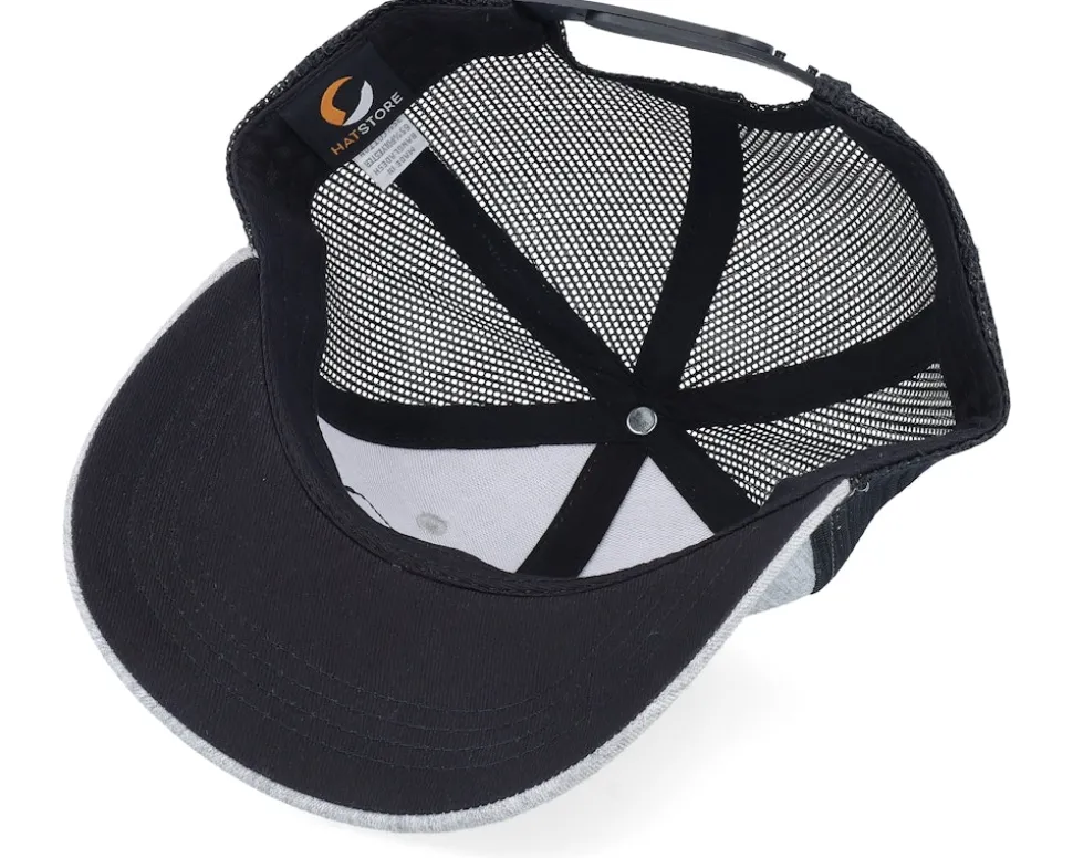 Kids T-rex Dino Heather Grey/Black Trucker - Kiddo Cap