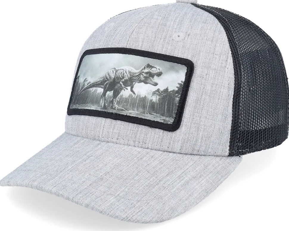Kids T-rex Dino Patch Black Trucker - Kiddo Cap