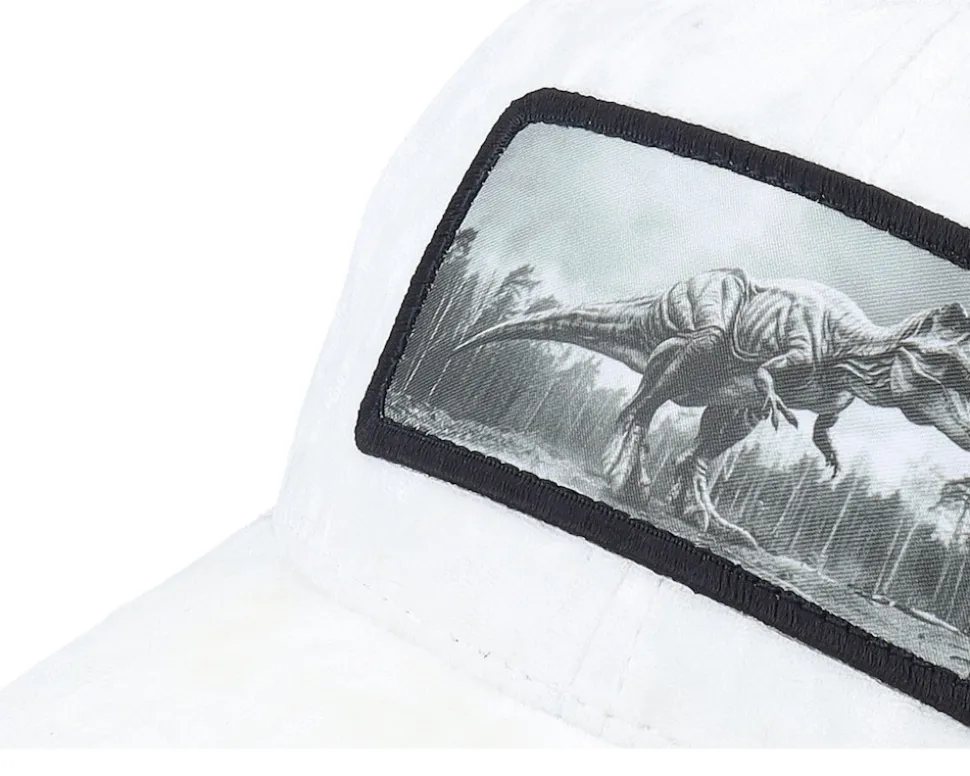 Kids T-rex Dino Patch Velvet White/Black Trucker - Calza Pennello