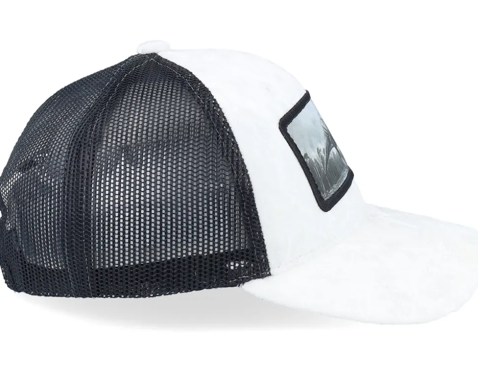 Kids T-rex Dino Patch Velvet White/Black Trucker - Calza Pennello