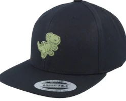 Kids T-rex Green Patch Black/Black Snapback - Kiddo Cap