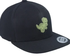 Kids T-rex Green Patch Black/Black Snapback - Kiddo Cap