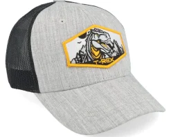 Kids T-rex Orange Patch Heather Grey/Black Trucker - Kiddo Cap