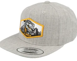 Kids T-rex Orange Patch Heather Grey Snapback - Kiddo Cap