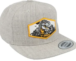 Kids T-rex Orange Patch Heather Grey Snapback - Kiddo Cap