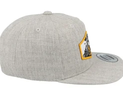 Kids T-rex Orange Patch Heather Grey Snapback - Kiddo Cap